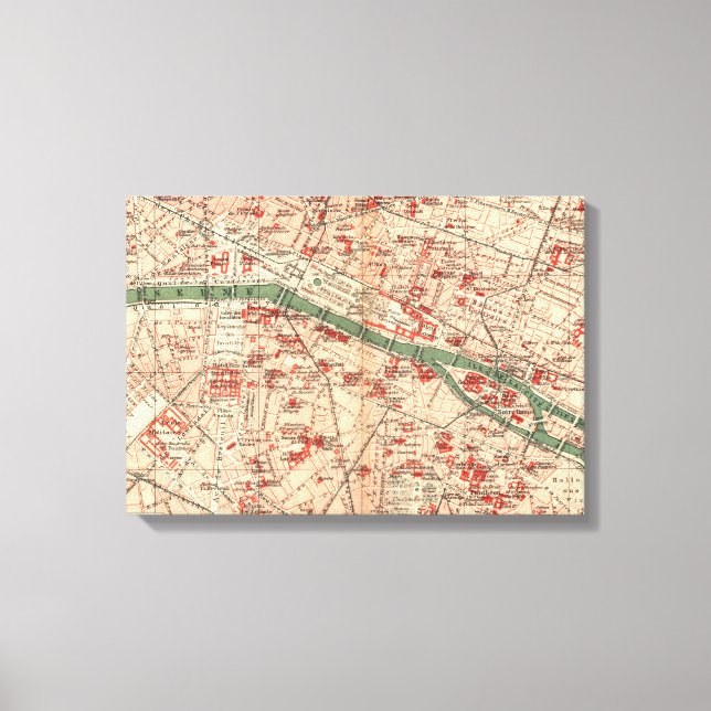 Lienzo Mapa de época de París Francia (1910) (Anverso)