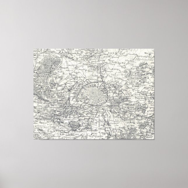 Lienzo Mapa de época de París, Francia y sus cercanías (1 (Anverso)