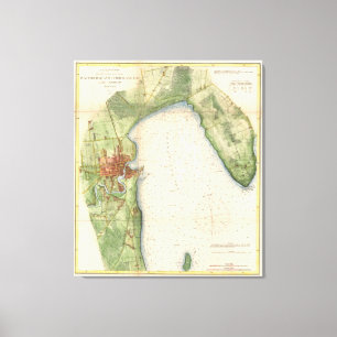 Lienzo Mapa de época de Plattsburgh Nueva York (1872)