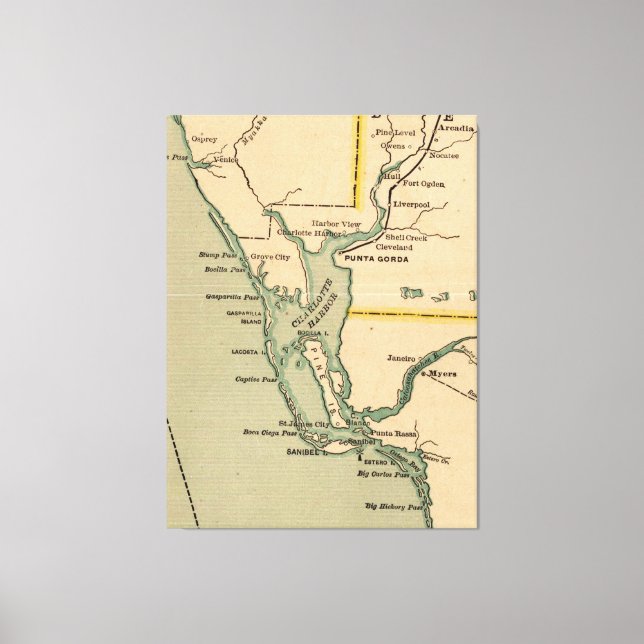 Lienzo Mapa de época de Port Charlotte Florida (1896) (Anverso)