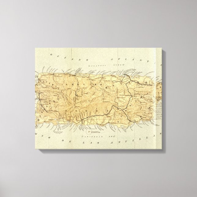 Lienzo Mapa de época de Puerto Rico (1898) (Anverso)