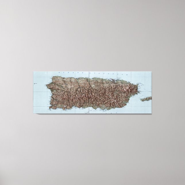 Lienzo Mapa de época de Puerto Rico (1952) (Anverso)