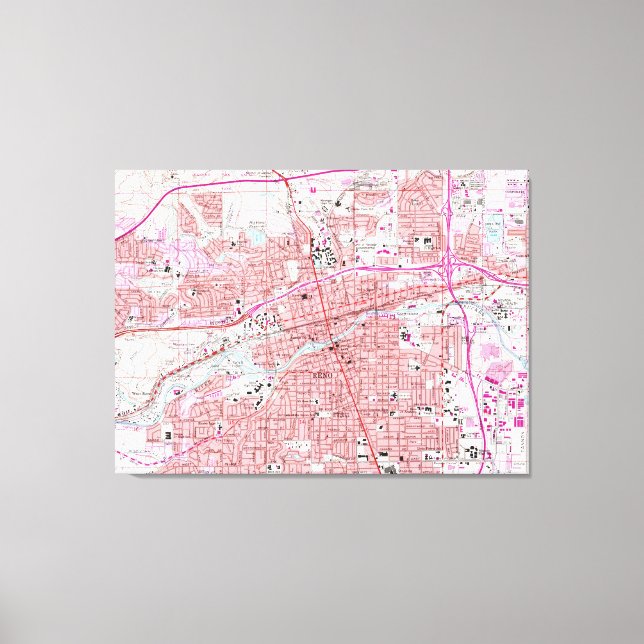 Lienzo Mapa de época de Reno Nevada (1967) (Anverso)