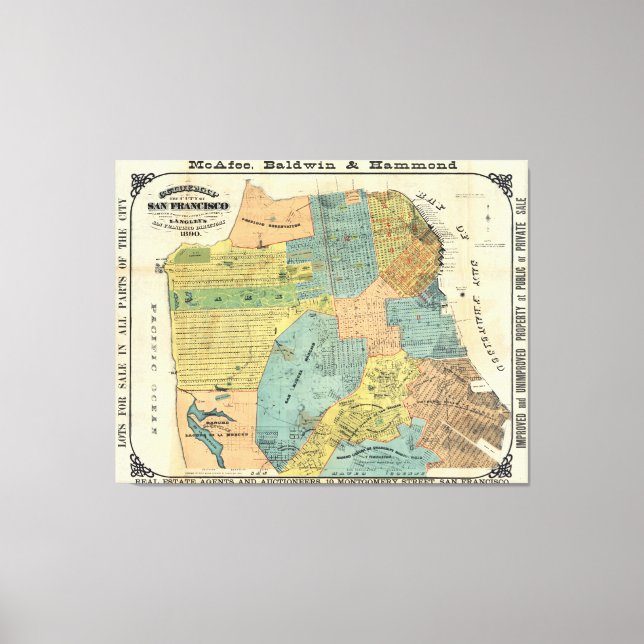 Lienzo Mapa de época de San Francisco (1890) (Anverso)