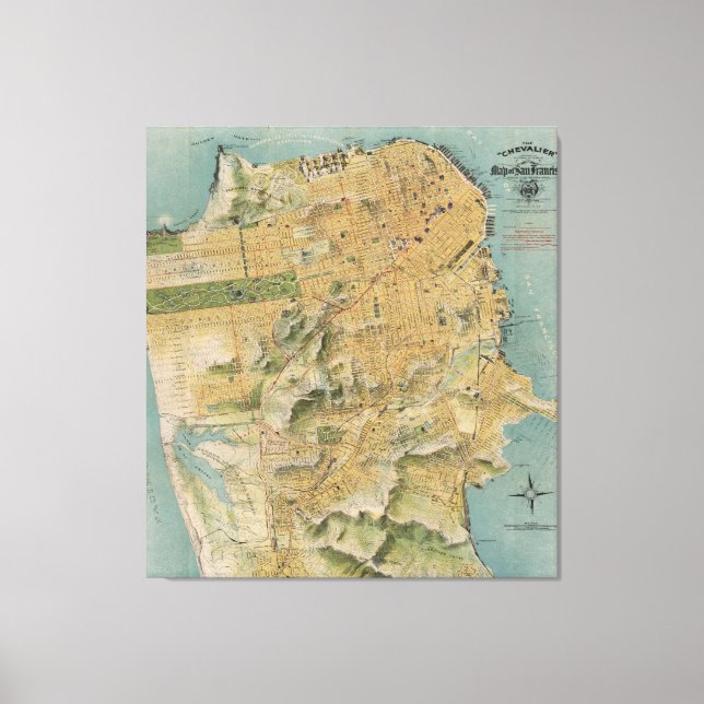 Lienzo Mapa de época de San Francisco (1915) (Anverso)