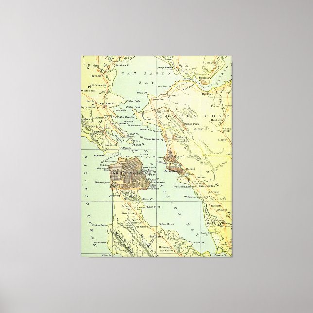Lienzo Mapa de época de San Francisco California (1905) (Anverso)