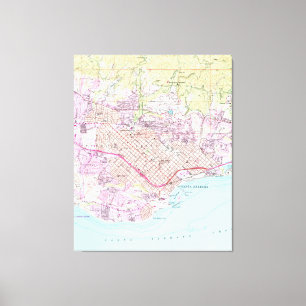 Lienzo Mapa de época de Santa Bárbara California (1952)