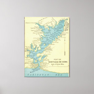 Lienzo Mapa de época de Santiago de Cuba (1898)