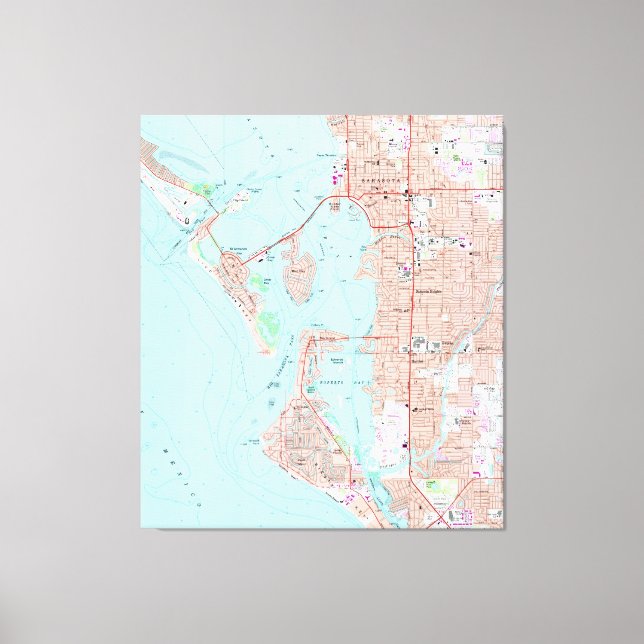Lienzo Mapa de época de Sarasota Florida (1973) (Anverso)