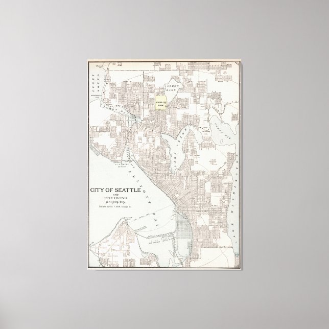 Lienzo Mapa de época de Seattle Washington (1901) (Anverso)