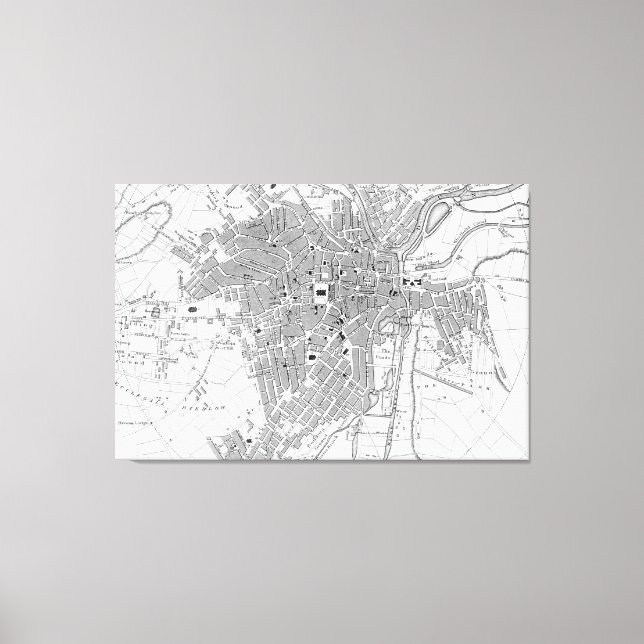 Lienzo Mapa de época de Sheffield England (1823) (Anverso)