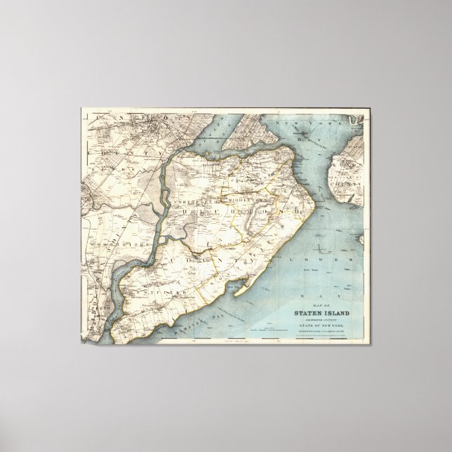 Lienzo Mapa de época de Staten Island NY (1896) (Anverso)