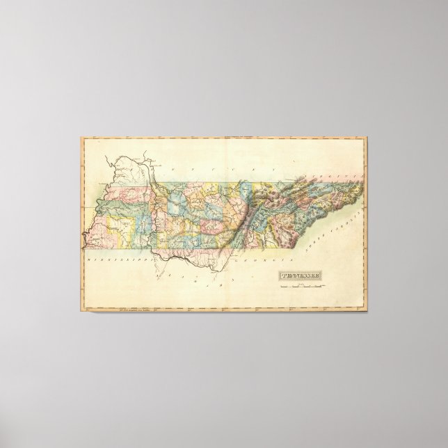Lienzo Mapa de época de Tennessee (1822) (Anverso)