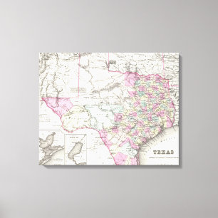 Lienzo Mapa de época de Texas (1855)