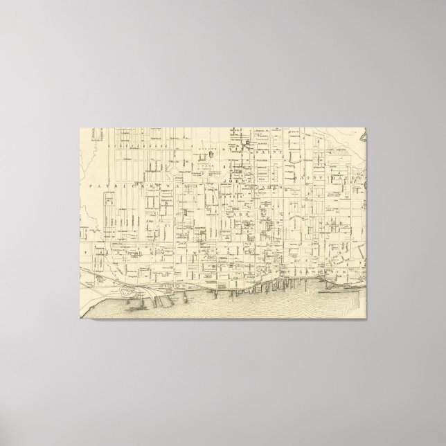 Lienzo Mapa de época de Toronto Canadá (1880) (Anverso)