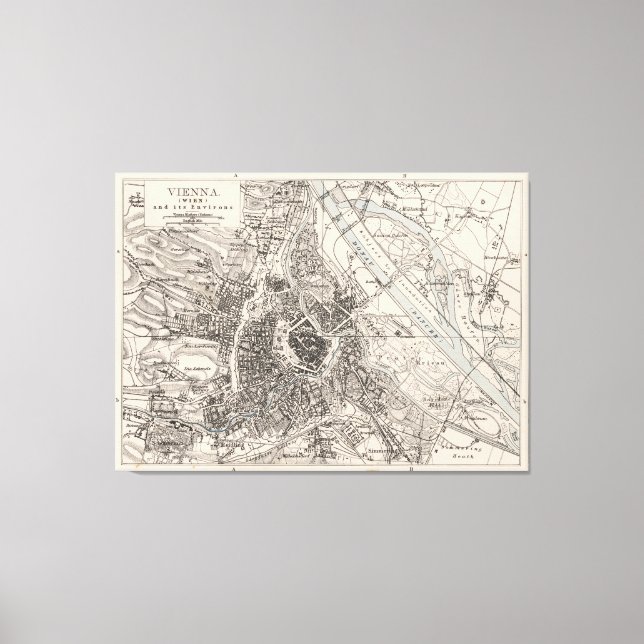 Lienzo Mapa de época de Viena Austria (1906) (Anverso)
