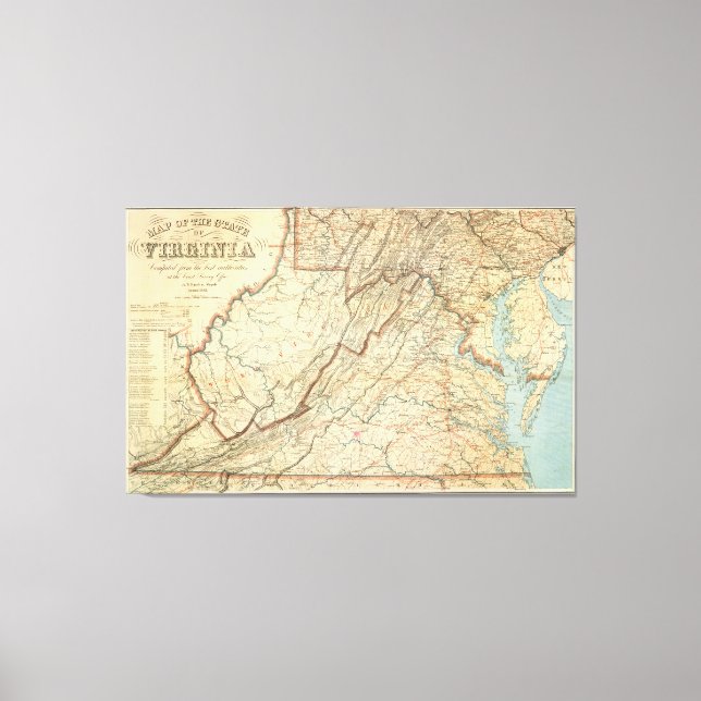 Lienzo Mapa de época de Virginia (1863) (Anverso)
