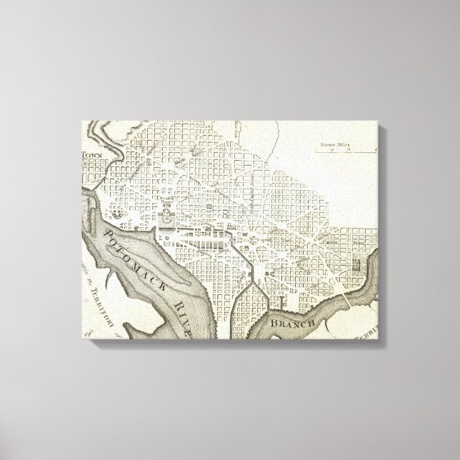 Lienzo Mapa de época de Washington D.C. (1794) (Anverso)