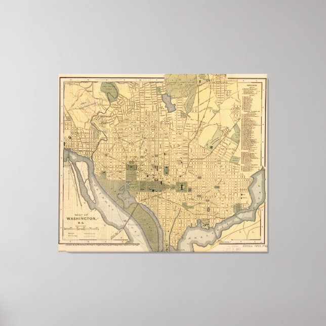 Lienzo Mapa de época de Washington D.C. (1893) (Anverso)