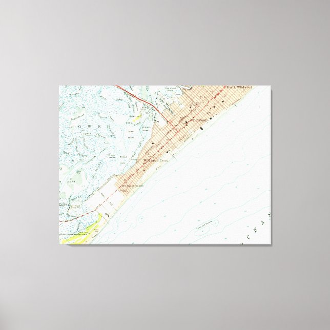 Lienzo Mapa de época de Wildwood NJ (1955) (Anverso)