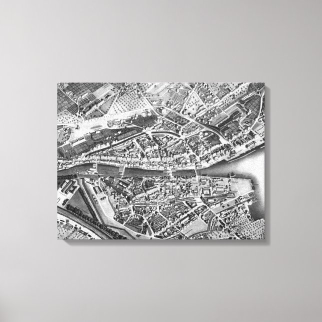 Lienzo Mapa de época de Zúrich Suiza (1850) (Anverso)