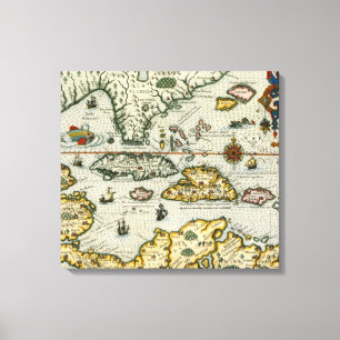 Lienzo Mapa de época del Caribe (1594)