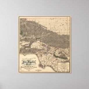 Lienzo Mapa de época del condado de Los Ángeles CA (1900)