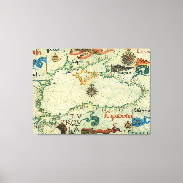 Lienzo Mapa de época del Mar Negro (1559) (Anverso)