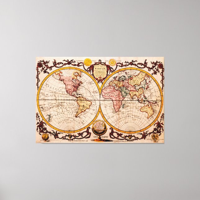 Lienzo Mapa de época del mundo (1782) - Estilizado (Anverso)