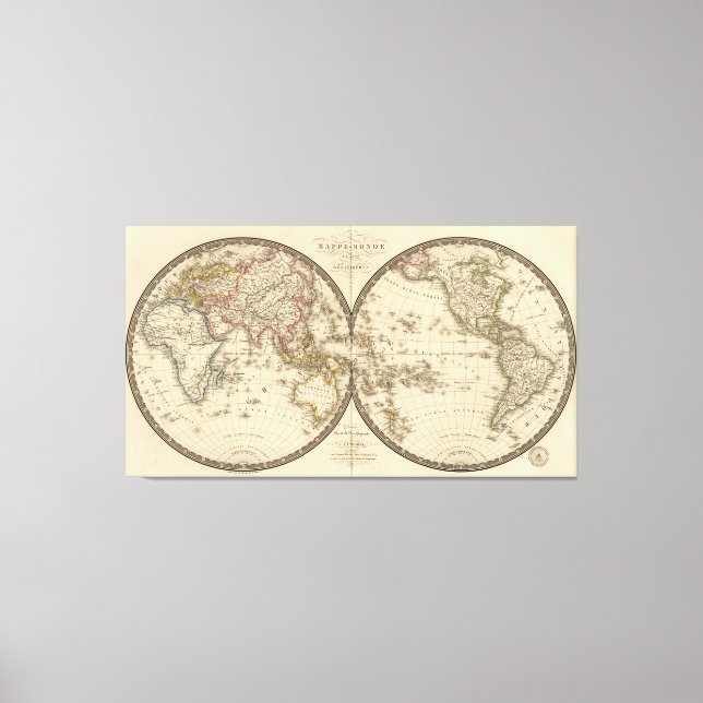 Lienzo Mapa de época del mundo (1820) (Anverso)