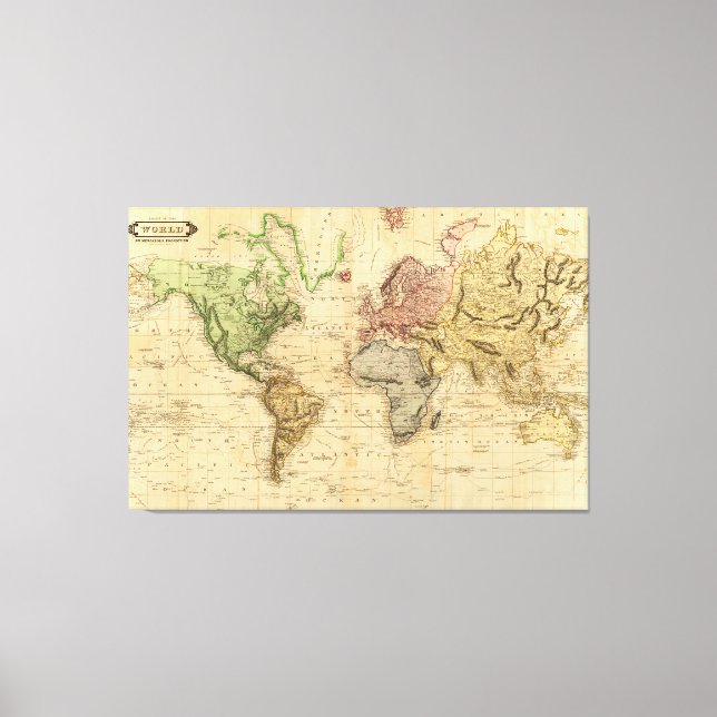 Lienzo Mapa de época del mundo (1831) (Anverso)