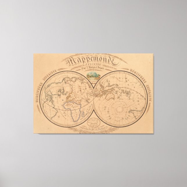 Lienzo Mapa de época del mundo (1839) (Anverso)