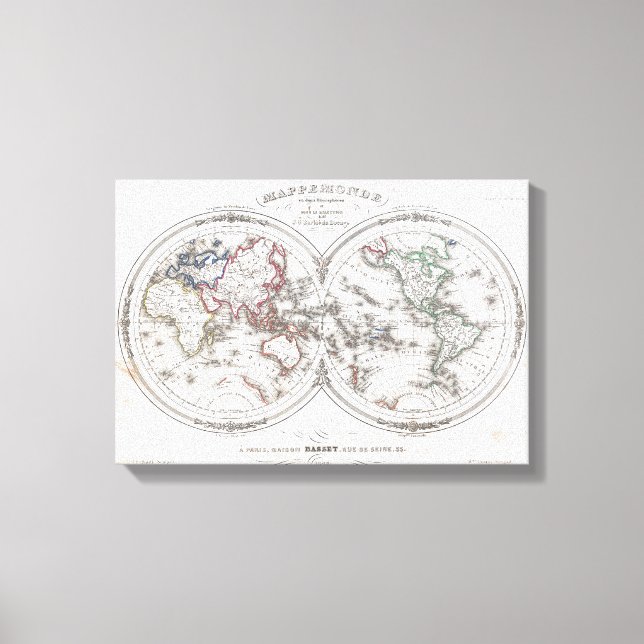 Lienzo Mapa de época del mundo (1848) (Anverso)