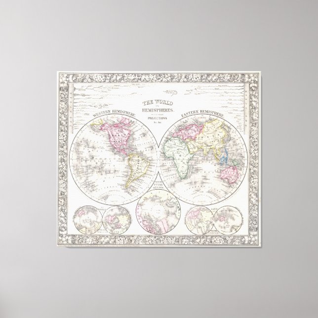 Lienzo Mapa de época del mundo (1864) 3 (Anverso)