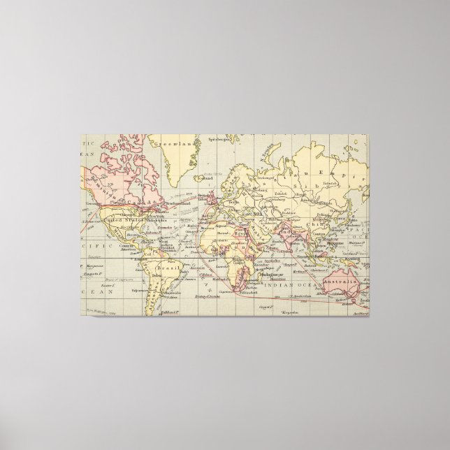 Lienzo Mapa de época del mundo (1914) (Anverso)