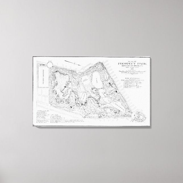 Lienzo Mapa de época del parque Prospect (1901) (Anverso)