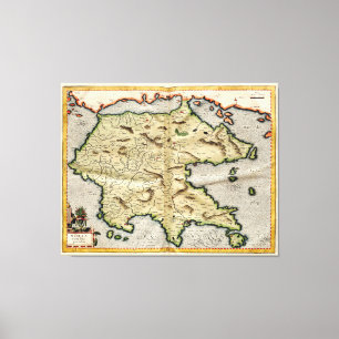 Lienzo Mapa de época del Peloponeso (1596)