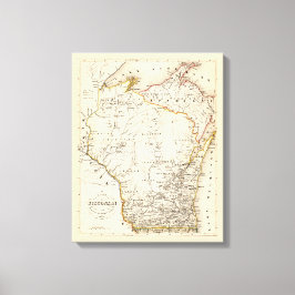 Lienzo Mapa de época del Poster de Wisconsin 1852