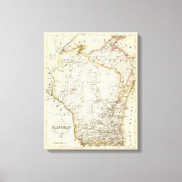 Lienzo Mapa de época del Poster de Wisconsin 1852