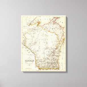 Lienzo Mapa de época del Poster de Wisconsin 1852
