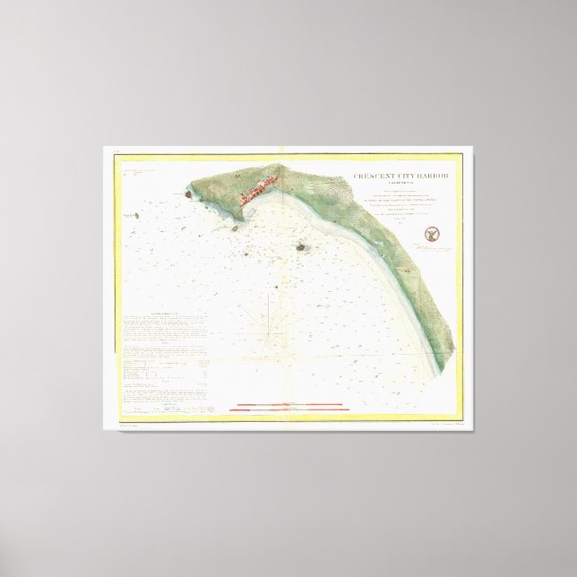 Lienzo Mapa de época del puerto de Crescent City (CA) (18 (Anverso)