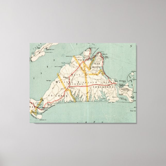 Lienzo Mapa de época del viñedo de Martha (1917) (Anverso)