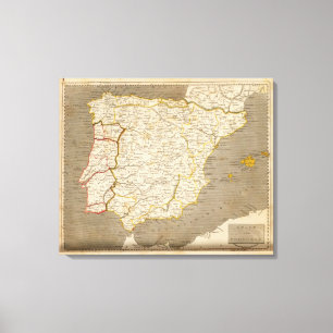 Lienzo Mapa de España, Portugal por Arrowsmith