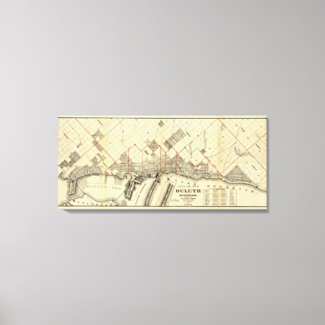 Lienzo Mapa de esquema de Duluth y los suburbios (Anverso)