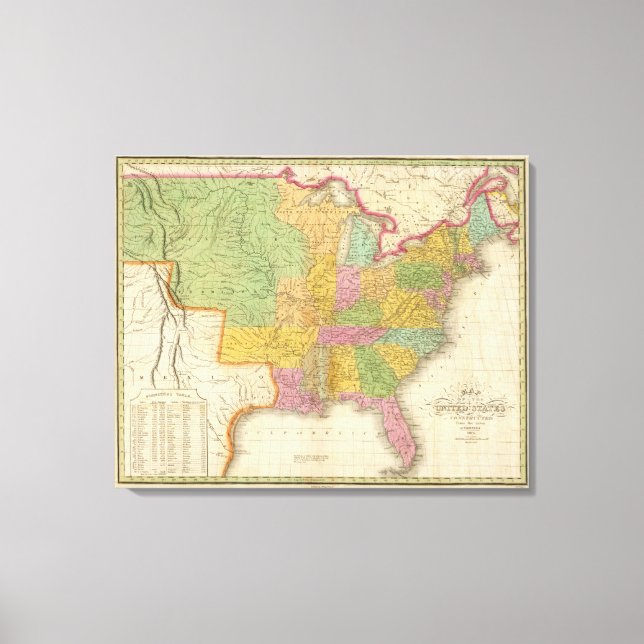 Lienzo Mapa de Estados Unidos (Anverso)