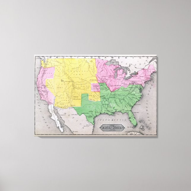 Lienzo Mapa de Estados Unidos (Anverso)