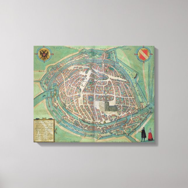 Lienzo Mapa de Estrasburgo, de 'Civitates Orbis Terrarum' (Anverso)