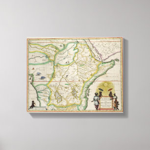 Lienzo Mapa de Etiopía que muestra cinco Estados