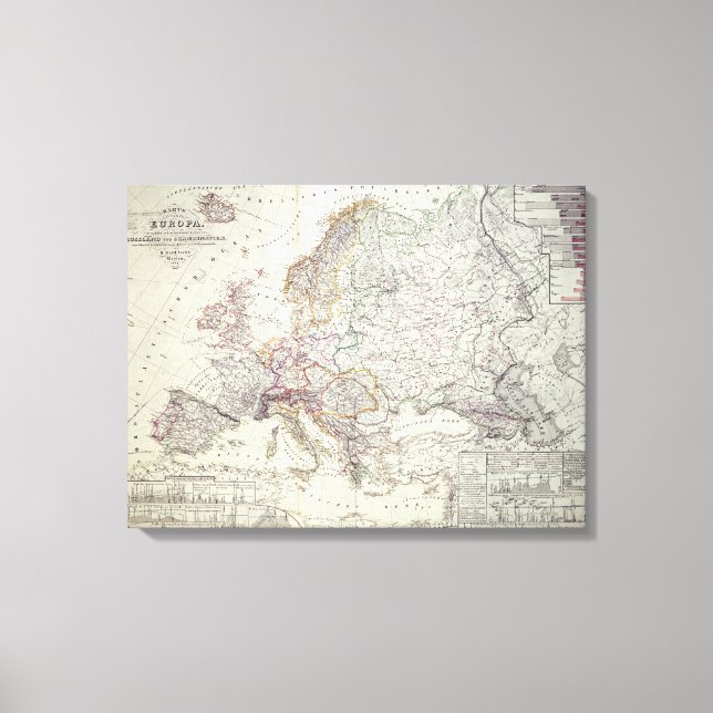 Lienzo Mapa de Europa, 1841 (Anverso)