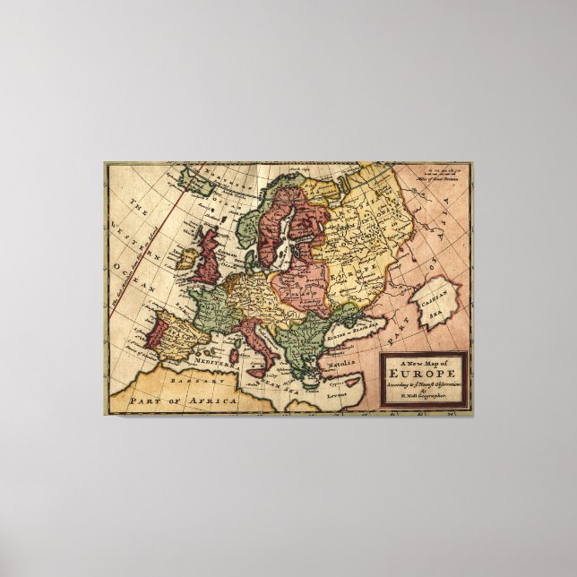 Lienzo Mapa de Europa de 1721 de Herman Moll (Anverso)
